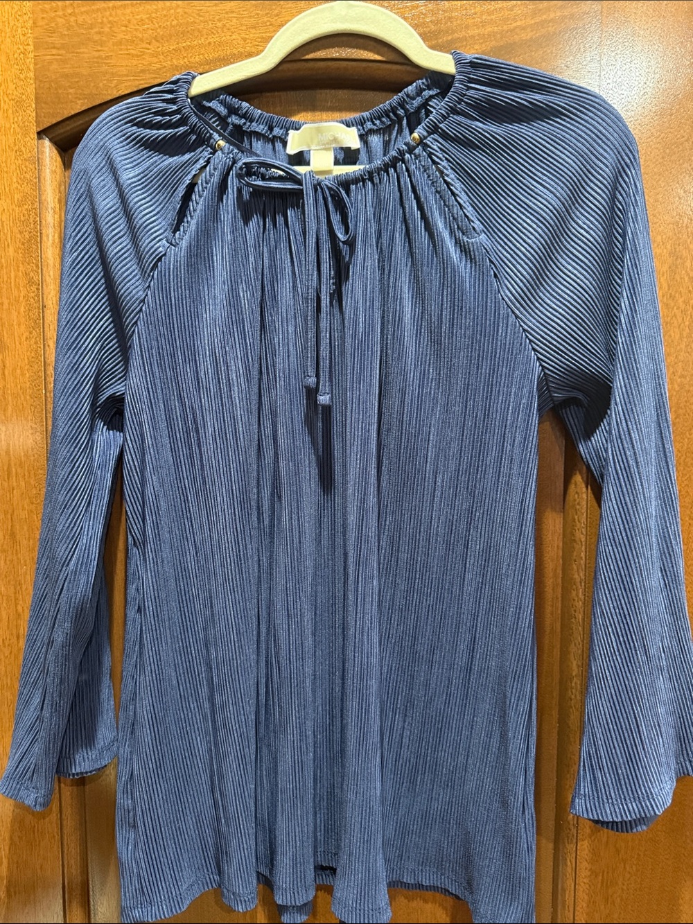 MICHAEL Michael Kors Navy Pleated Tie-Neck Tunic